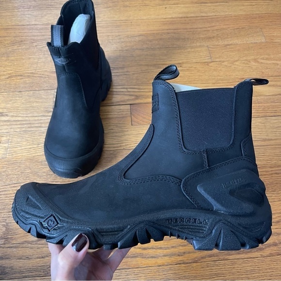 NEW Merrell Mens Strongfield Leather Chelsea Boot SR Black J099441 Sz 11.5 NWT - Picture 1 of 4